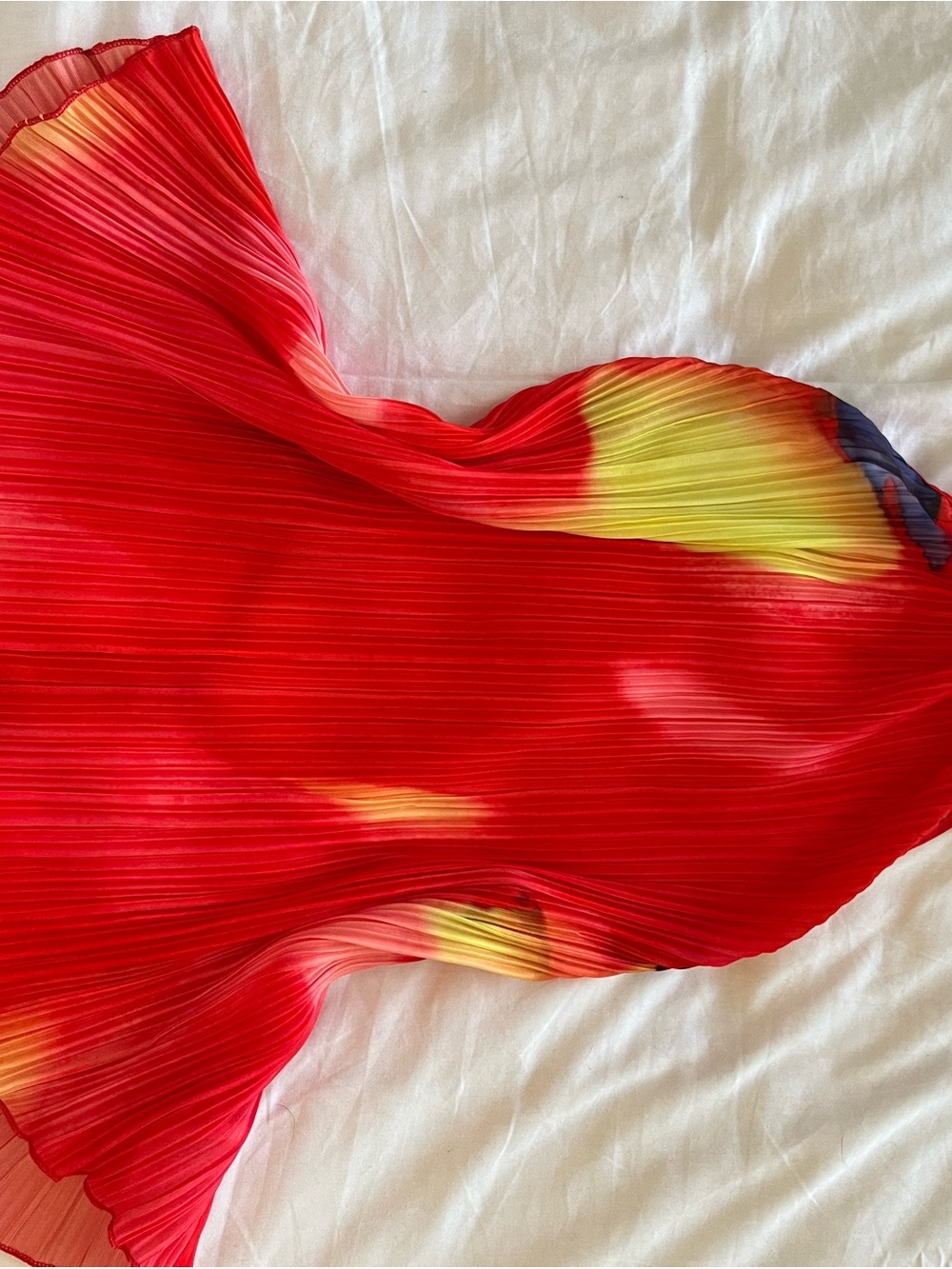 SHEIN Red Pleated Summer Top with Yellow Accent
